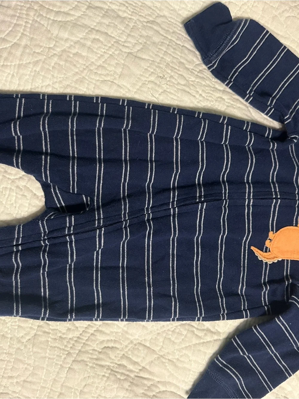 0290 Baby Dino and Stripe Pajama Set - Green & Navy 5 piece sleeper bundle 3mth